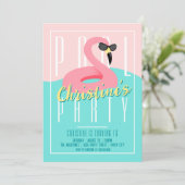 Flamingo Pool Party Invitation Kaart (Staand voorkant)