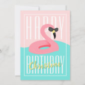 Flamingo Pool Party Invitation Kaart (Achterkant)