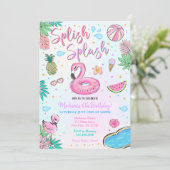 Flamingo Pool Party Kaart (Staand voorkant)