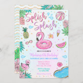 Flamingo Pool Party Kaart (Voorkant / Achterkant)