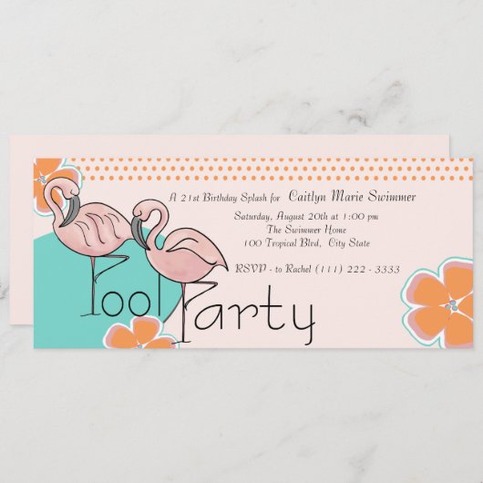 Flamingo Pool Party Kaart (Voorkant / Achterkant)