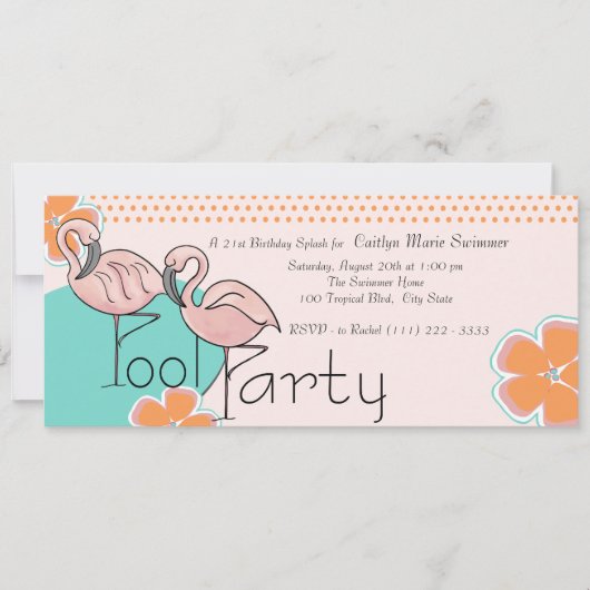 Flamingo Pool Party Kaart (Voorkant)