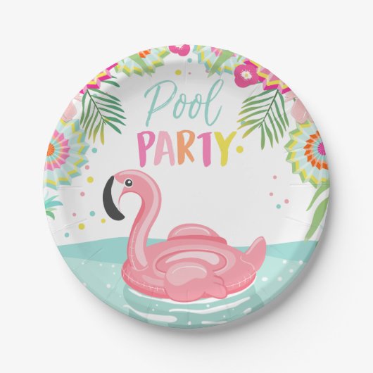 Flamingo Pool Party Paper Bord Tropical Float (Voorkant)