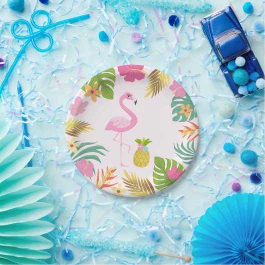 Flamingo Pool Party Paper Tropical Pool Party Papieren Bordje (Feest)
