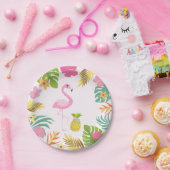 Flamingo Pool Party Paper Tropical Pool Party Papieren Bordje (Feest)
