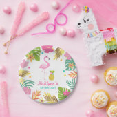 Flamingo Pool Party Paper Tropical Pool Party Papieren Bordje (Feest)