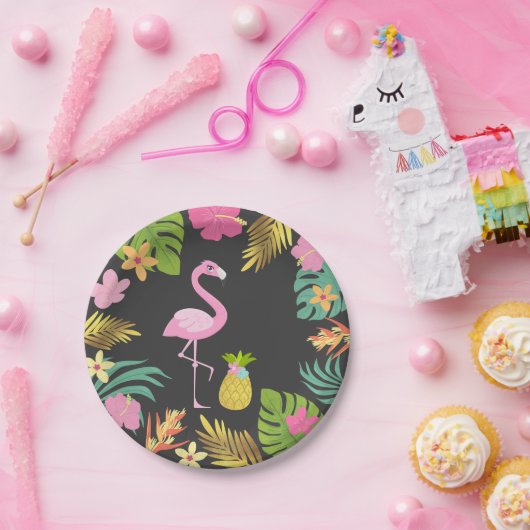 Flamingo Pool Party Paper Tropical Pool Party Papieren Bordje (Feest)
