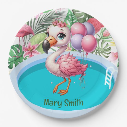 Flamingo Pool Party! Papieren Bordje (Voorkant)