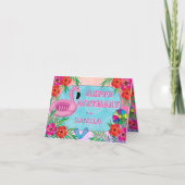 Flamingo Pool Party Pink Happy Birthday Kaart (Voorkant)