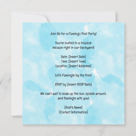 Flamingo Pool Party! Save The Date (Achterkant)