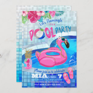 Flamingo Pool Party, Tropical    BirthdayPink Kaart