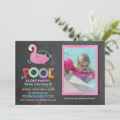 Flamingo Pool Party Verjaardag Strand Float Foto Kaart (Staand voorkant)