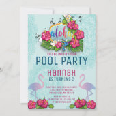 Flamingo Pool Party Verjaardag Uitnodiging Tropisc (Voorkant)