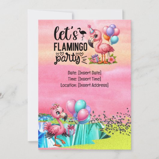 Flamingo Poolparty! Kaart (Voorkant)