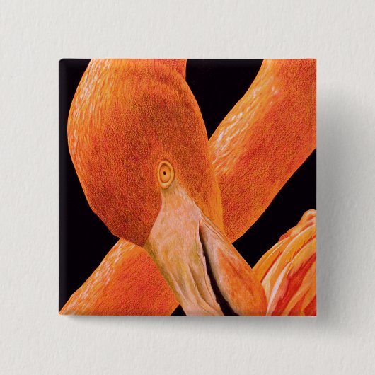 Flamingo Portrait Vierkante Button 5,1 Cm (Voorkant)