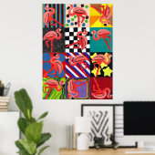 Flamingo Portret Abstracte Kunst Poster Print (Thuiskantoor)