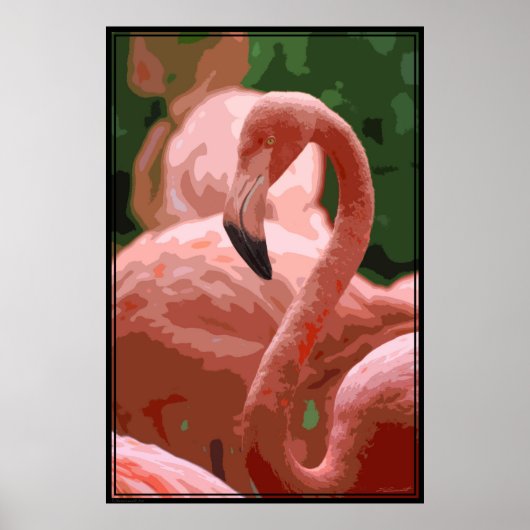 Flamingo Pose 40x60 Art Poster - andere maten ook (Voorkant)