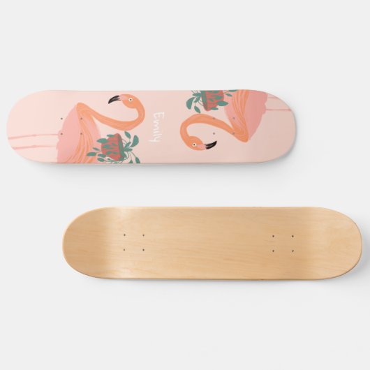Flamingo Potted Plant Art Skateboard (Horizontaal)
