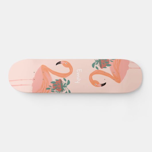 Flamingo Potted Plant Art Skateboard (Horizontaal)