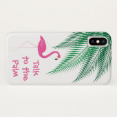 Flamingo Praat met het Palm iPhone Case (Achterkant (horizontaal))