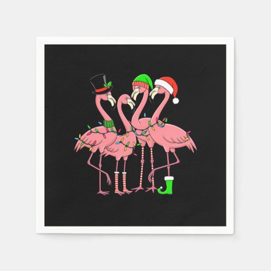 Flamingo Prettig kerstfeest Grappig Flamingo Liefh Servet (Voorkant)