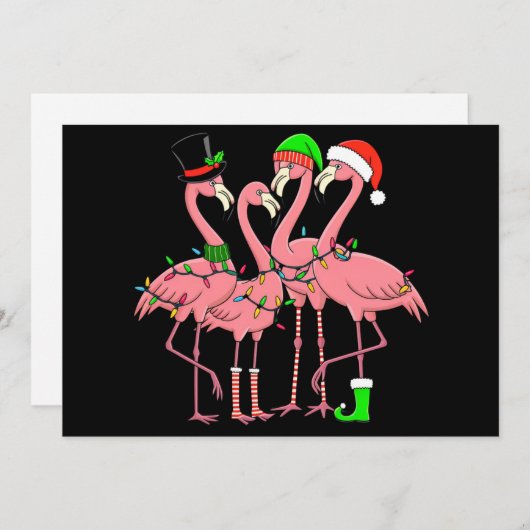 Flamingo Prettig Kerstmis Grappig Flamingo Fan Cad Feestdagenkaart (Voorkant / Achterkant)