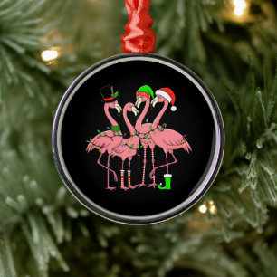 Flamingo Prettig Kerstmis Grappig Flamingo Fan Cad Metalen Ornament