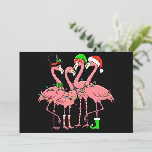 Flamingo Prettig Kerstmis Grappig Flamingo Liefheb Feestdagenkaart (Staand voorkant)