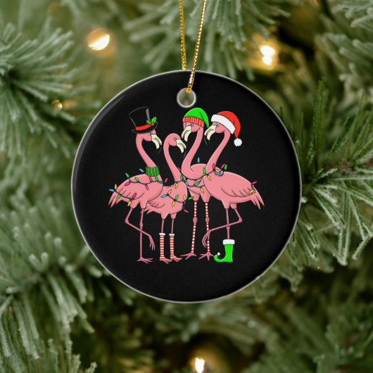 Flamingo Prettig Kerstmis Grappig Flamingo Liefheb Keramisch Ornament (Boom)