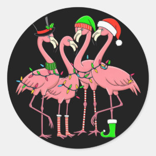 Flamingo Prettig Kerstmis Grappig Flamingo Liefheb Ronde Sticker