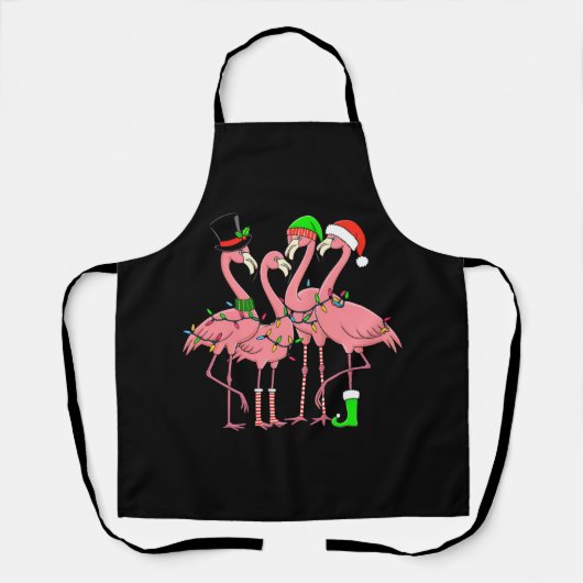 Flamingo Prettig Kerstmis Grappig Flamingo Liefheb Schort (Voorkant)