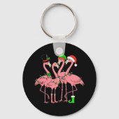 Flamingo Prettig Kerstmis Grappig Flamingo Liefheb Sleutelhanger (Voorkant)