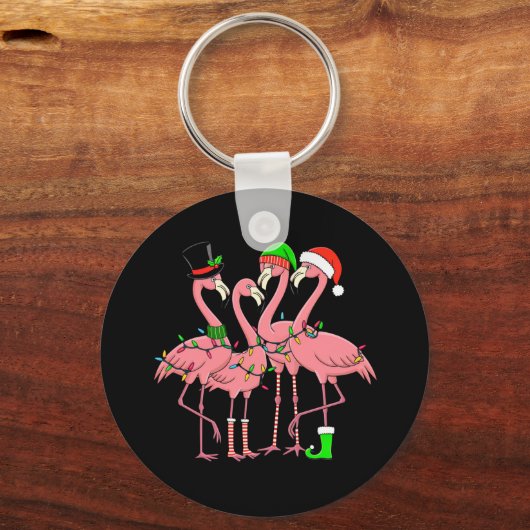 Flamingo Prettig Kerstmis Grappig Flamingo Liefheb Sleutelhanger (Voorkant)
