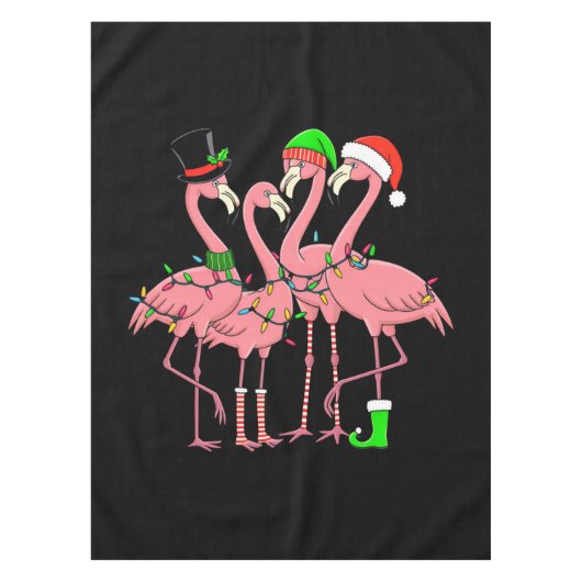 Flamingo Prettig Kerstmis Grappig Flamingo Liefheb Tafelkleed (Voorkant)