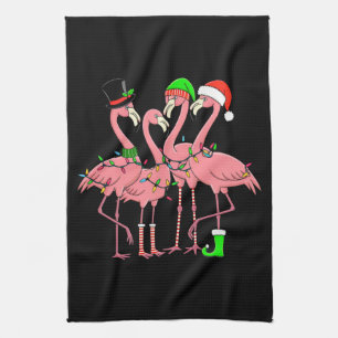 Flamingo Prettig Kerstmis Grappig Flamingo Liefheb Theedoek