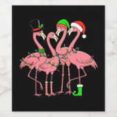 Flamingo Prettig Kerstmis Grappig Flamingo Liefheb Wijn Etiket (Enkel label)