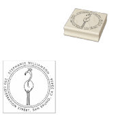 Flamingo Prinses Aangepaste Ronde Naam Retouradres Rubberstempel (Gestempeld)