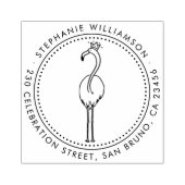 Flamingo Prinses Aangepaste Ronde Naam Retouradres Rubberstempel (Afrduk)