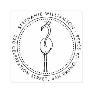 Flamingo Prinses Aangepaste Ronde Naam Retouradres Rubberstempel