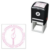 Flamingo Prinses Aangepaste Ronde Naam Retouradres Zelfinktende Stempel (In situ)