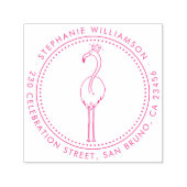 Flamingo Prinses Aangepaste Ronde Naam Retouradres Zelfinktende Stempel (Design)