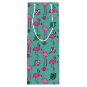 Flamingo Print Blue Wijn Cadeautas (Achterkant)