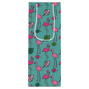 Flamingo Print Blue Wijn Cadeautas