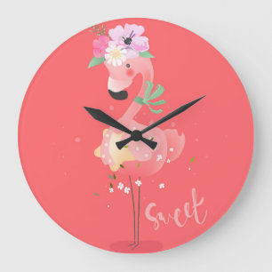 Flamingo Print Grote Klok