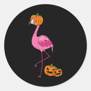 Flamingo Pumpkin Head Costume Cute Easy Bird Hallo Ronde Sticker