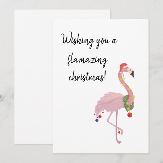 flamingo pun grappige kerst feestdagenkaart (Voorkant / Achterkant)