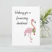 flamingo pun grappige kerst feestdagenkaart (Staand voorkant)