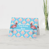 Flamingo Quatrefoil Birthday Kaart (Voorkant)