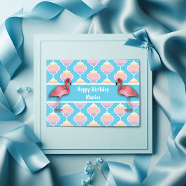 Flamingo Quatrefoil Birthday Kaart