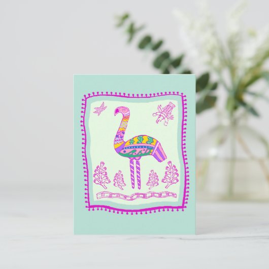 Flamingo Quilt Briefkaart (Staand voorkant)